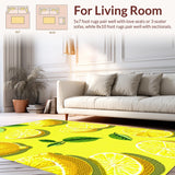 Ultra Soft Area Rug, Non Slip, Stain Resistant, Washable Area Rugs for Living Room, Bedroom, Bright Lemon Design for Cheerful Decor(Yellow)