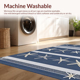Ultra Soft Area Rug, Non Slip, Stain Resistant, Washable Area Rugs for Living Room, Bedroom, Serene Oceanic Striped Aesthetic(Blue)