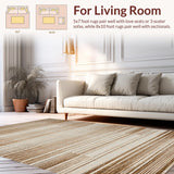 Ultra Soft Area Rug, Non Slip, Stain Resistant, Washable Area Rugs for Living Room, Bedroom, Elegant Textured Warmth Design(Beige)