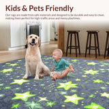 Ultra Soft Area Rug, Non Slip, Stain Resistant, Washable Area Rugs for Living Room, Bedroom, Whimsical Grey Cosmic Design(Gray)