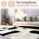 Ultra Soft Area Rug, Non Slip, Stain Resistant, Washable Area Rugs for Living Room, Bedroom, Neutral Ivory Black Carpet for Minimalist High Traffic Spaces(Black)