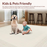 Ultra Soft Area Rug, Non Slip, Stain Resistant, Washable Area Rugs for Living Room, Bedroom, Stylish Textural Ivory Statement(Beige)