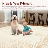 Ultra Soft Area Rug, Non Slip, Stain Resistant, Washable Area Rugs for Living Room, Bedroom, Modern Beige Light Luxury Geometric Indoor Area(Beige)