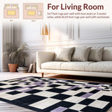 Ultra Soft Area Rug, Non Slip, Stain Resistant, Washable Area Rugs for Living Room, Bedroom, Contemporary Graphic Dice Aesthetic(Black)