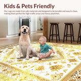 Ultra Soft Area Rug, Non Slip, Stain Resistant, Washable Area Rugs for Living Room, Bedroom, Artistic Lattice Composition(White)