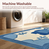 Ultra Soft Area Rug, Non Slip, Stain Resistant, Washable Area Rugs for Living Room, Bedroom, Playful Teddy Bear Illustration(Blue)