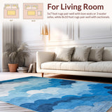 Ultra Soft Area Rug, Non Slip, Stain Resistant, Washable Area Rugs for Living Room, Bedroom, Contemporary Cool Hue Arrangement(Blue)