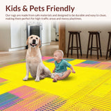 Ultra Soft Area Rug, Non Slip, Stain Resistant, Washable Area Rugs for Living Room, Bedroom, Bright Playful Linear Visuals(Yellow)