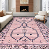 Ultra Soft Area Rug, Non Slip, Stain Resistant, Washable Area Rugs for Living Room, Bedroom, Vibrant Modern Diamond Geometry(Pink)