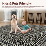 Ultra Soft Area Rug, Non Slip, Stain Resistant, Washable Area Rugs for Living Room, Bedroom, Timeless Striped Patterned Visual(White)
