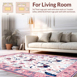 Ultra Soft Area Rug, Non Slip, Stain Resistant, Washable Area Rugs for Living Room, Bedroom, Whimsical Butterfly Motif Delight(Pink)