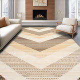 Ultra Soft Area Rug, Non Slip, Stain Resistant, Washable Area Rugs for Living Room, Bedroom, Modern Circular with Interlaced Chevron Designs(Beige)