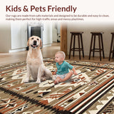 Ultra Soft Area Rug, Non Slip, Stain Resistant, Washable Area Rugs for Living Room, Bedroom, Geometric Earth Tone Mosaic(Brown)