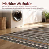 Ultra Soft Area Rug, Non Slip, Stain Resistant, Washable Area Rugs for Living Room, Bedroom, Artful Mocha Clay Geometric Motif(Brown)