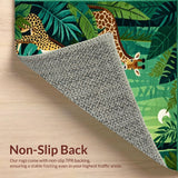 Ultra Soft Area Rug, Non Slip, Stain Resistant, Washable Area Rugs for Living Room, Bedroom, Vivid Safari Wildlife Motif(Green)