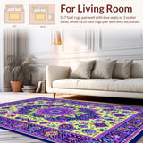 Ultra Soft Area Rug, Non Slip, Stain Resistant, Washable Area Rugs for Living Room, Bedroom, Artistic Psychedelic Patterned Elegance(Yellow)