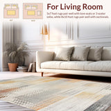 Ultra Soft Area Rug, Non Slip, Stain Resistant, Washable Area Rugs for Living Room, Bedroom, Contemporary Distressed Geometric beige Area Design(Gray)