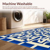 Ultra Soft Area Rug, Non Slip, Stain Resistant, Washable Area Rugs for Living Room, Bedroom, Geometric Coastal Area(Blue)