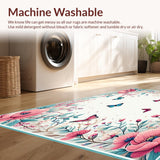 Ultra Soft Area Rug, Non Slip, Stain Resistant, Washable Area Rugs for Living Room, Bedroom, Floral Butterfly for Entryway(White)