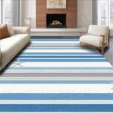 Ultra Soft Area Rug, Non Slip, Stain Resistant, Washable Area Rugs for Living Room, Bedroom, Whimsical Striped Seaside Charm(Blue)