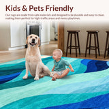 Ultra Soft Area Rug, Non Slip, Stain Resistant, Washable Area Rugs for Living Room, Bedroom, Whimsical Blue Swirl Theme(Blue)