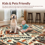 Ultra Soft Area Rug, Non Slip, Stain Resistant, Washable Area Rugs for Living Room, Bedroom, Boho Chic Area Abstract Geometric Accent for Entryways(Beige)