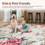 Ultra Soft Area Rug, Non Slip, Stain Resistant, Washable Area Rugs for Living Room, Bedroom, Rustic Nature-Inspired Butterfly Design(Ivory)