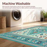 Ultra Soft Area Rug, Non Slip, Stain Resistant, Washable Area Rugs for Living Room, Bedroom, Boho Turquoise & Beige(Blue)