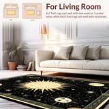 Ultra Soft Area Rug, Non Slip, Stain Resistant, Washable Area Rugs for Living Room, Bedroom, Ethereal Sun Moon Tapestry Aesthetic(Black)