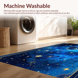 Ultra Soft Area Rug, Non Slip, Stain Resistant, Washable Area Rugs for Living Room, Bedroom, Celestial Starburst Artistic Flair(Blue)