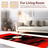 Ultra Soft Area Rug, Non Slip, Stain Resistant, Washable Area Rugs for Living Room, Bedroom, Abstract Monochrome Circular Design(Red)