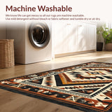 Ultra Soft Area Rug, Non Slip, Stain Resistant, Washable Area Rugs for Living Room, Bedroom, Artistic Abstract Native Inspired Design(Brown)