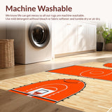 Ultra Soft Area Rug, Non Slip, Stain Resistant, Washable Area Rugs for Living Room, Bedroom, Dynamic Basketball Motif Round Mat(Orange)