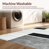 Ultra Soft Area Rug, Non Slip, Stain Resistant, Washable Area Rugs for Living Room, Bedroom, Chic Geometric Black and White Striped Area Rug for Modern Aesthetic(Gray)