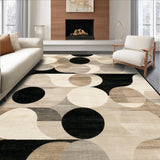 Barista Collection Modern Abstract Circles Geometric Area Beige Black(Beige)