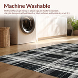Ultra Soft Area Rug, Non Slip, Stain Resistant, Washable Area Rugs for Living Room, Bedroom, Urban Entry Stripe Rug with Chic Layered Lines and Graphic Contrast Pattern(Black)