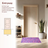 Ultra Soft Area Rug, Non Slip, Stain Resistant, Washable Area Rugs for Living Room, Bedroom, Chic Modern Flower Motif(Purple)
