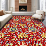 Ultra Soft Area Rug, Non Slip, Stain Resistant, Washable Area Rugs for Living Room, Bedroom, Stylish Round Floral Composition(Red)