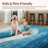 Ultra Soft Area Rug, Non Slip, Stain Resistant, Washable Area Rugs for Living Room, Bedroom, Contemporary Circle Rug with Dynamic Distressed Blue Ombre Pattern(Blue)