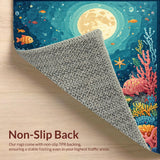 Ultra Soft Area Rug, Non Slip, Stain Resistant, Washable Area Rugs for Living Room, Bedroom, Sea World ABC Play Carpet: Ocean Animal Alphabet Learning Rug(Blue)