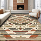 Ultra Soft Area Rug, Non Slip, Stain Resistant, Washable Area Rugs for Living Room, Bedroom, Muted Terracotta Abstract Motif(Gray)