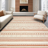 Ultra Soft Area Rug, Non Slip, Stain Resistant, Washable Area Rugs for Living Room, Bedroom, Diamond Weave Stripe Area with Rustic Farmhouse Charm in Neutral Tones(Red)