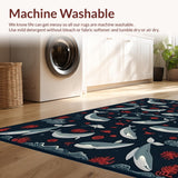 Ultra Soft Area Rug, Non Slip, Stain Resistant, Washable Area Rugs for Living Room, Bedroom, Rustic Handcrafted Marine Emblem(Blue)