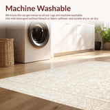 Ultra Soft Area Rug, Non Slip, Stain Resistant, Washable Area Rugs for Living Room, Bedroom, Kitchen Non Slip Boho Runner(Beige)