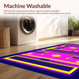Ultra Soft Area Rug, Non Slip, Stain Resistant, Washable Area Rugs for Living Room, Bedroom, Artful 80s Inspired Dynamic Shapes(Purple)