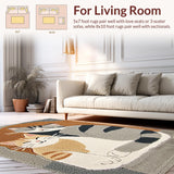 Ultra Soft Area Rug, Non Slip, Stain Resistant, Washable Area Rugs for Living Room, Bedroom, Delightful Earthy Cat Aesthetic(Beige)