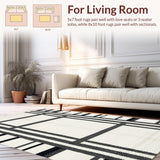 Ultra Soft Area Rug, Non Slip, Stain Resistant, Washable Area Rugs for Living Room, Bedroom, Contemporary Striped Earthy Aesthetic(White)
