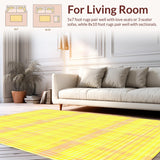 Ultra Soft Area Rug, Non Slip, Stain Resistant, Washable Area Rugs for Living Room, Bedroom, Stylish Minimalist Sunshine Vibe(Yellow)