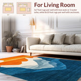 Ultra Soft Area Rug, Non Slip, Stain Resistant, Washable Area Rugs for Living Room, Bedroom, Playful Organic Landscape Visual(Orange)