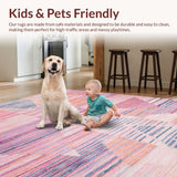 Ultra Soft Area Rug, Non Slip, Stain Resistant, Washable Area Rugs for Living Room, Bedroom, Pastel Colorful Modern Aesthetic(Pink)